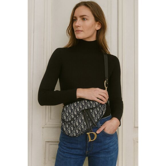 DIOR Blue Saddle Handbag Shoulder Bag   Women's Size Small - Picture 1 of 16